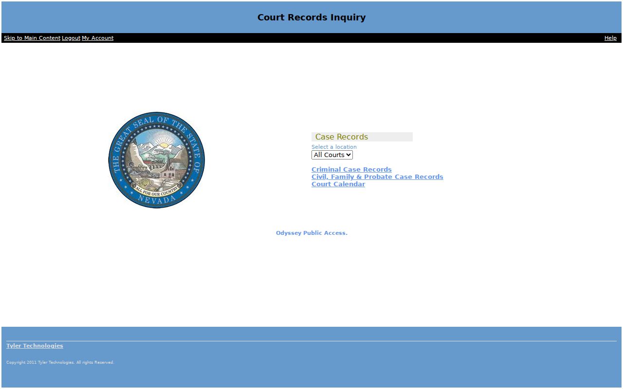 Reno Municipal Court case search interface for Washoe County warrant records