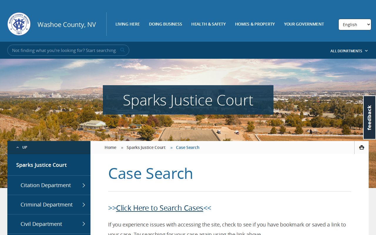 Washoe County justice-court online case search gateway