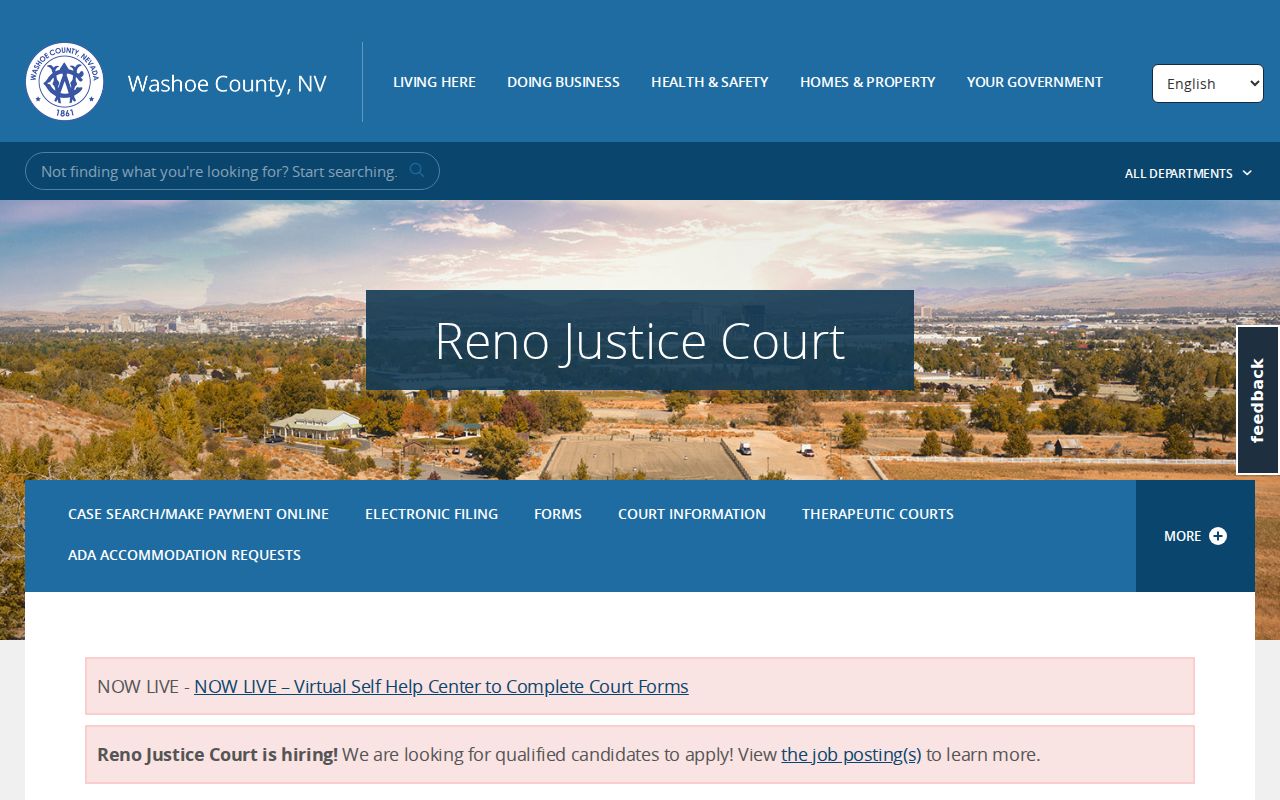 Reno Justice Court bench-warrant resolution information for Washoe County